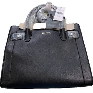 Nine West‎ Bettina Satchel Handbag Purse - Black & Silver - NWT New With Tags